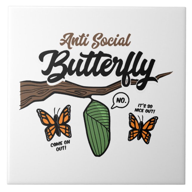 Antisozial Butterfly Fliese (Vorderseite)