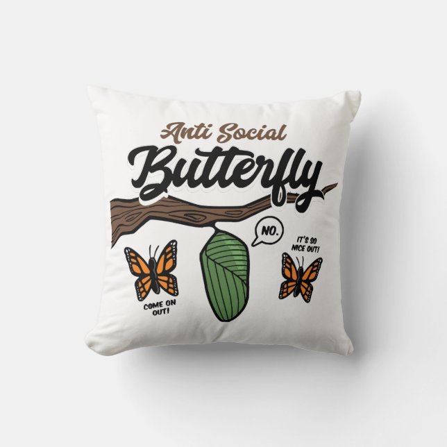 Antisozial Butterfly Kissen (Vorderseite)