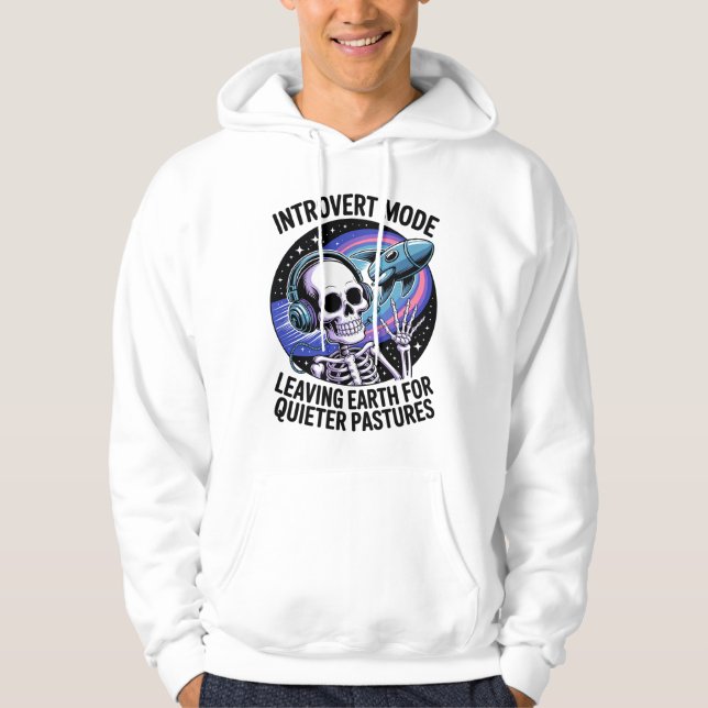 Antisozial-Einführung Funny Skeleton Space Alien Hoodie (Vorderseite)