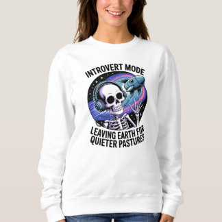 Antisozial-Einführung Funny Skeleton Space Alien Sweatshirt