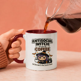 Antisoziale Hexe, angetrieben von Kaffee Lustiger Tasse