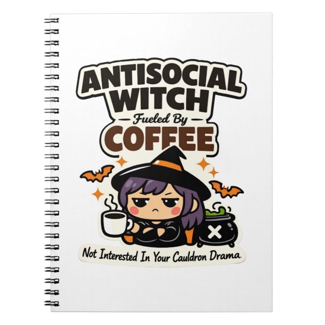 Antisoziale Hexen-Kaffee-Halloween Notizblock (Vorderseite)