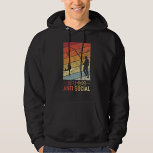 Antisoziale japanische Männer Fischen Text ästheti Hoodie