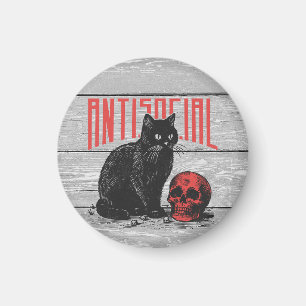 Antisoziale Katze und Schädel Magnet