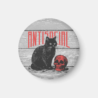 Antisoziale Katze und Schädel Magnet