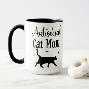 Antisoziale Katzenmutter Schwarze Katze Sterne Lus Tasse