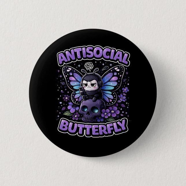 Antisozialer Schmetterling Button (Vorderseite)