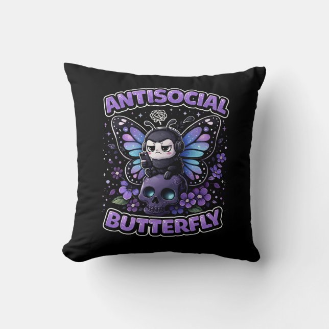 Antisozialer Schmetterling Kissen (Vorderseite)