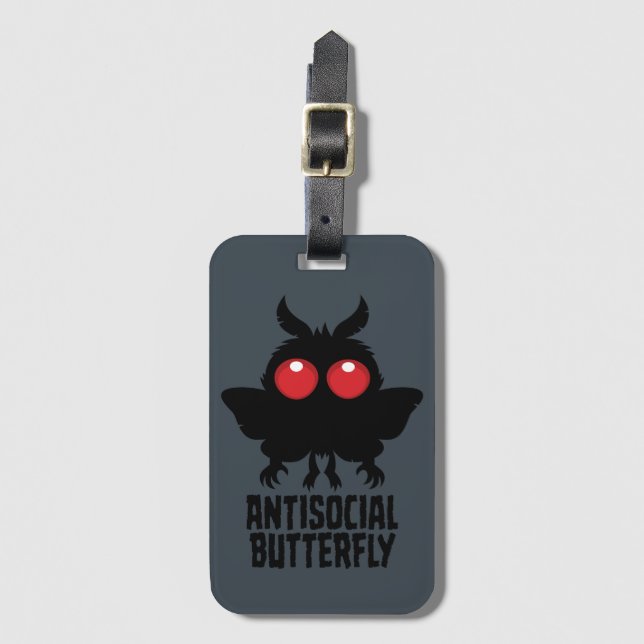 Antisozialer Schmetterling Mothman Kryptid Gepäckanhänger (Vorderseite Vertikal)