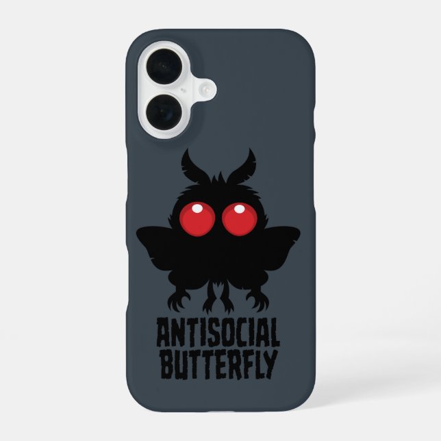 Antisozialer Schmetterling Mothman Kryptid iPhone 16 Hülle (Rückseite)