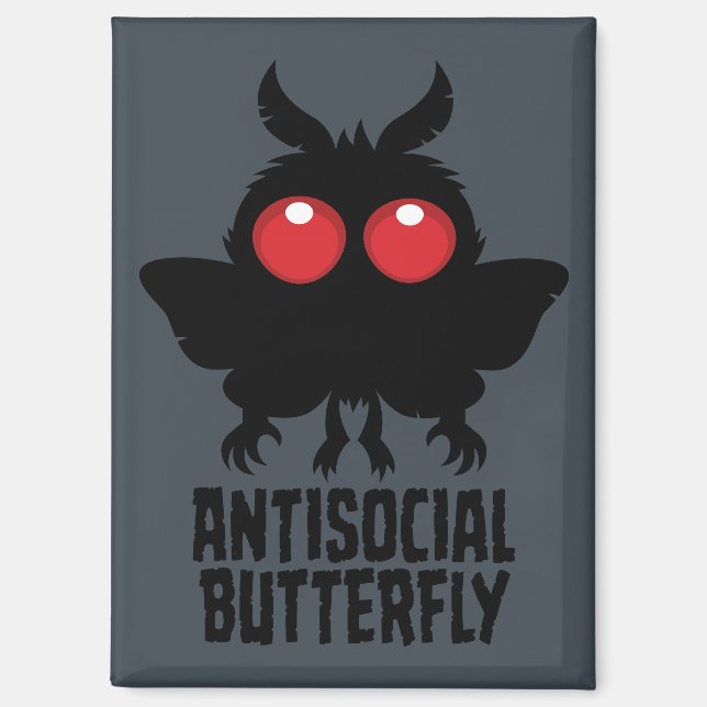 Antisozialer Schmetterling Mothman Kryptid Magnet (Vorderseite)