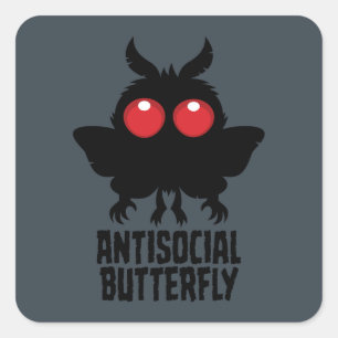 Antisozialer Schmetterling Mothman Kryptid Quadratischer Aufkleber