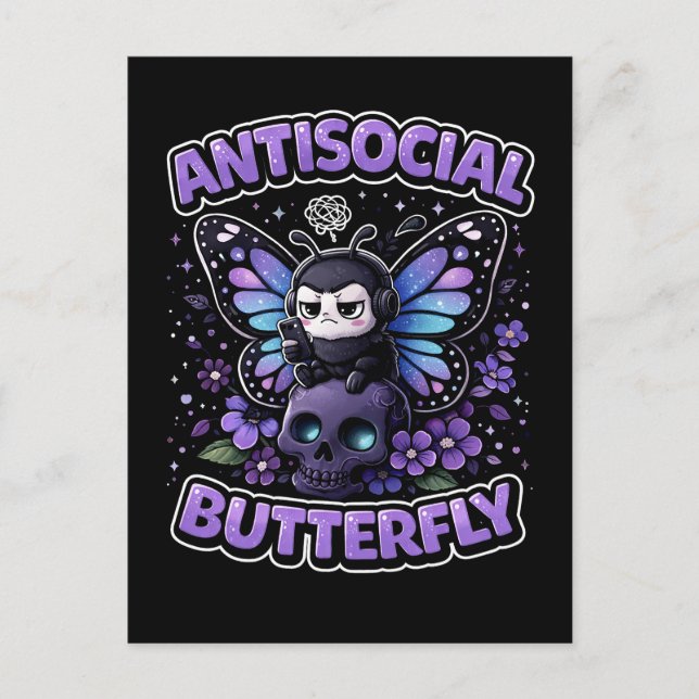 Antisozialer Schmetterling Postkarte (Vorderseite)