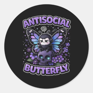 Antisozialer Schmetterling Runder Aufkleber