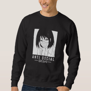 Antisoziales japanisches Mädchenbild mit Gesicht M Sweatshirt