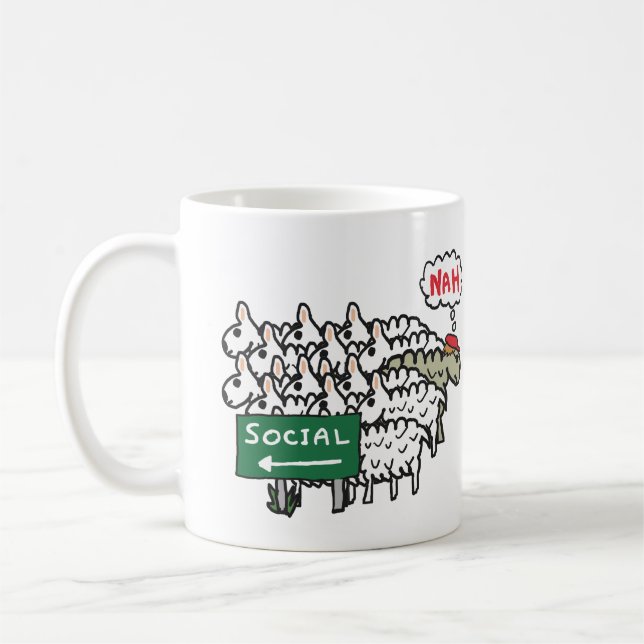 Antisoziales Schafe Kaffeetasse (Links)