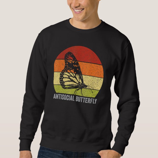 Antisoziales Schmetterling Retro gestörte Introver Sweatshirt (Vorderseite)