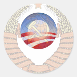 Antisozialismus-Aussage Krem u. Obama-Logos Runder Aufkleber