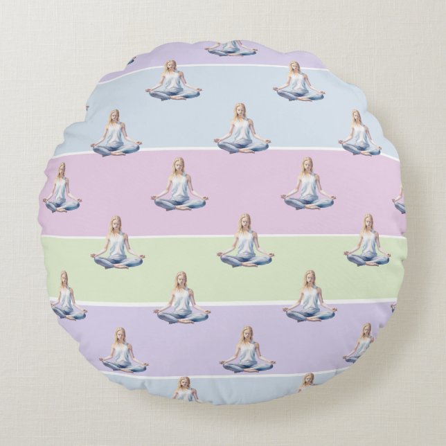 ANTISTRESS CALM MEDITATION RELAX PASTEL CHAKRA RUNDES KISSEN (Vorderseite)