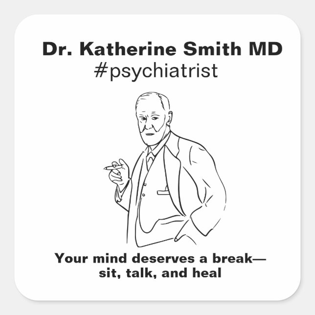 ANTISTRESS Freud Psychiatry Therapy Clinic Health Quadratischer Aufkleber (Vorderseite)