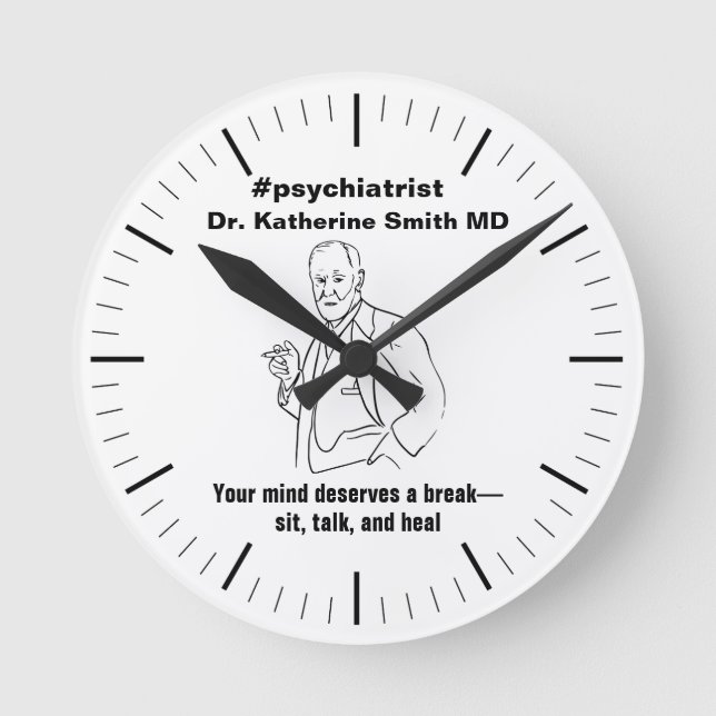 antistress Freud Psychiatry Therapy Clinic Health Runde Wanduhr (Vorderseite)