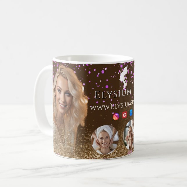 ANTISTRESS Terracotta Gold Spa Beauty social media Kaffeetasse (Vorderseite Links)