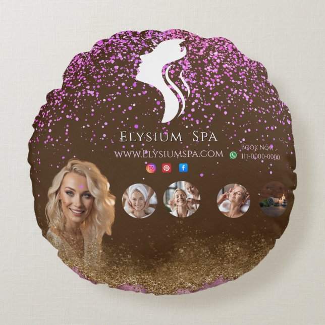 ANTISTRESS Terracotta Gold Spa Beauty social media Rundes Kissen (Vorderseite)