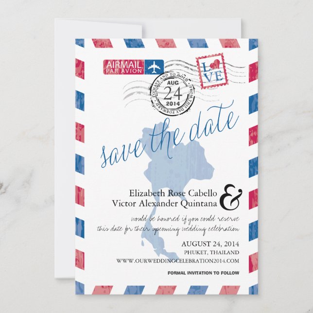 Antithailändische Luftpost Save the Date (Vorderseite)