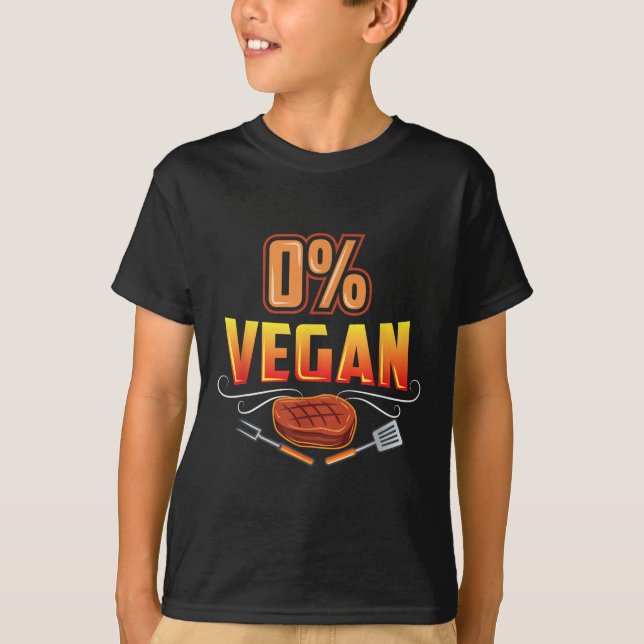 AntiVeganes Shirt für Fleisch und Grillen: 0 % Veg (Vorderseite)