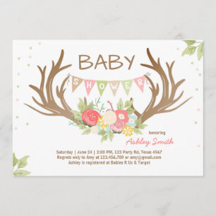 Antler Baby Shower Einladung Hirschwaldflora