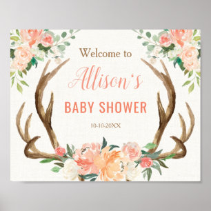 Antler boho rustikale Babydusche Begrüßungszeichen Poster