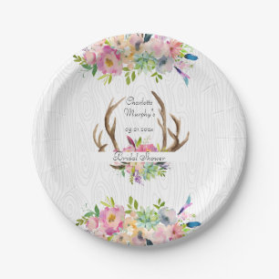 Antler Boho Watercolor Pappteller