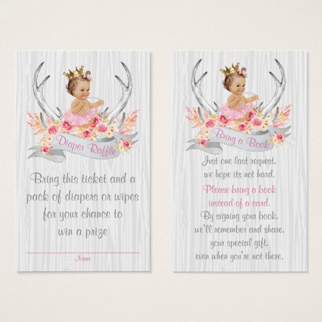 Antler Diaper Raffelschein und Buchkarte mitbringe (Vorne & Hinten)