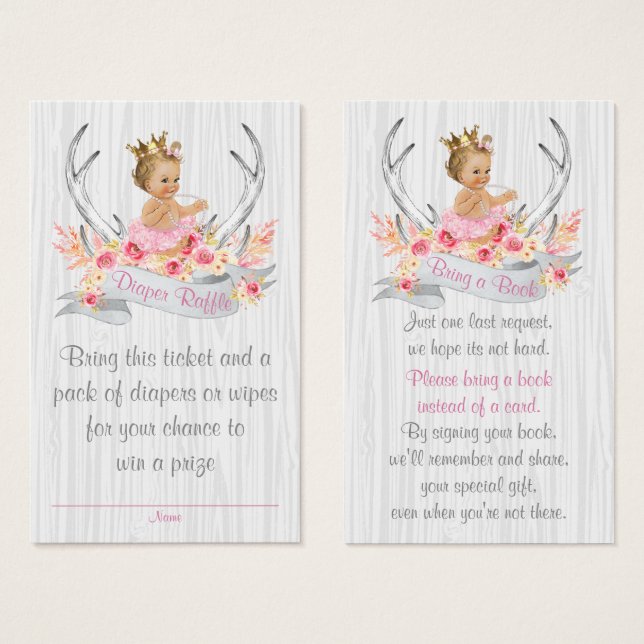 Antler Diaper Raffelschein und Buchkarte mitbringe (Vorne & Hinten)