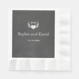 Antler & Herz binden die Knoten Hochzeit Serviette