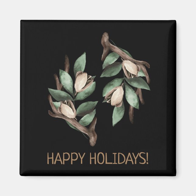 Antler mit grünem Zweig Magnet (Vorne)