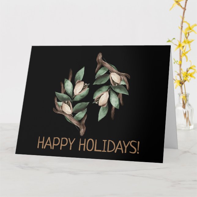 Antler mit grüner Verzweigung Postkarte (Gelbe Blume)