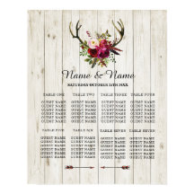 Antler Stag Table Wedding Floral Poster 8 Sitzplät