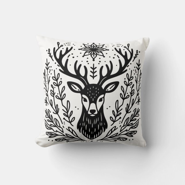 Antlered Deer Botanic Art Kissen (Vorderseite)