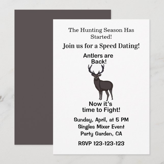 Antlers Are Back Deer Quote Hunting Speed Dating Einladung (Vorne/Hinten)