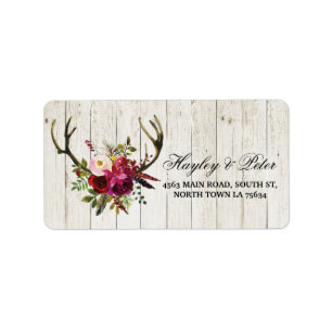 Antlers Rustic Address Labels Stickers Wedding Adressaufkleber