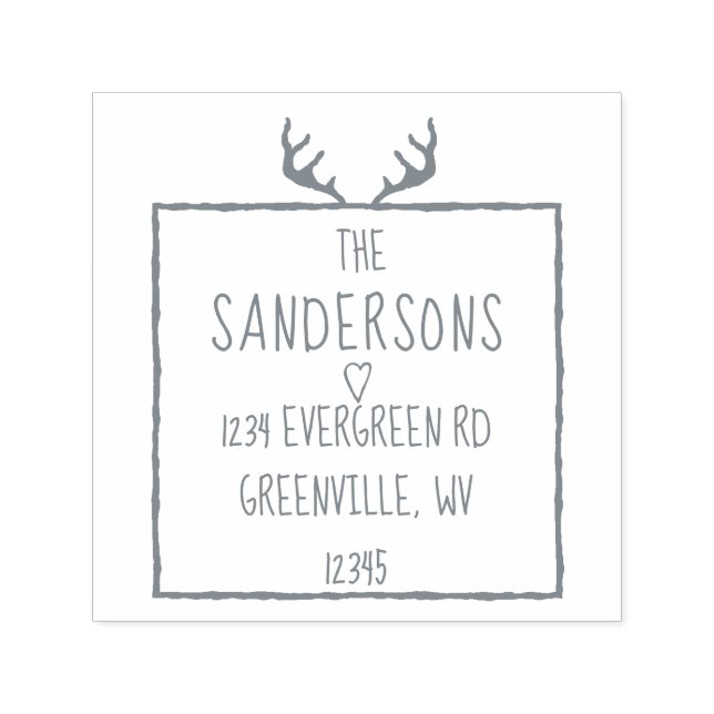 Antlers Rustic Woodland Calm Forest Rücksendeadres Permastempel (Design)