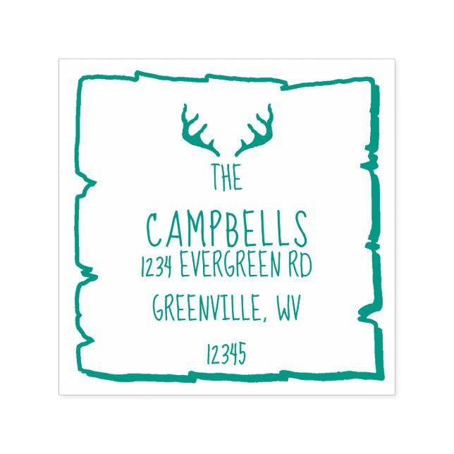 Antlers Rustic Woodland Funny Rücksendeadresse Permastempel (Design)