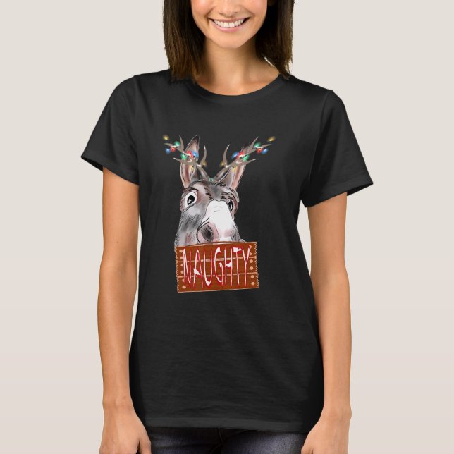 Antlights Lights Naughty Sign Christmas Donkey T-Shirt (Vorderseite)