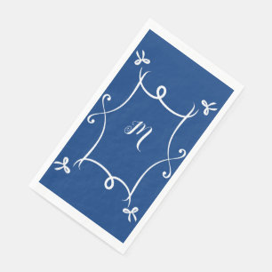 Antoinette Navy Blauer Elegante Emblem Filigree Serviette