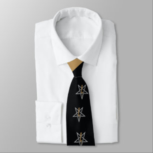 Anton LaVey Sigil Abstrakt Wave Neck Tie {Gold} Krawatte