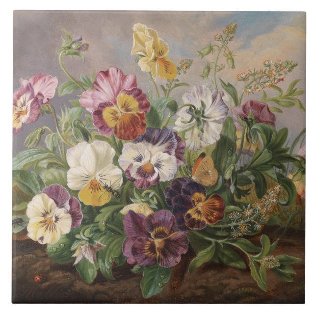 Anton Mollis Vintage Stiefmütterchen Fliese (Vorderseite)