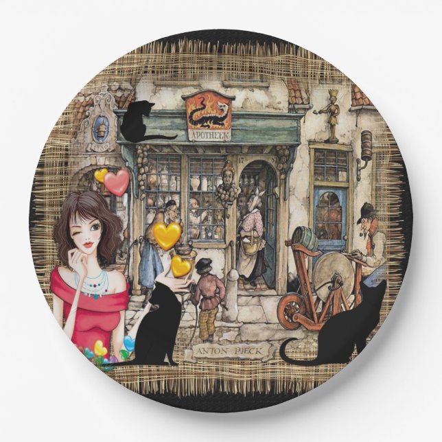 Anton Pieck - CHEMISTISCHES Geschäft Pappteller (Vorderseite)