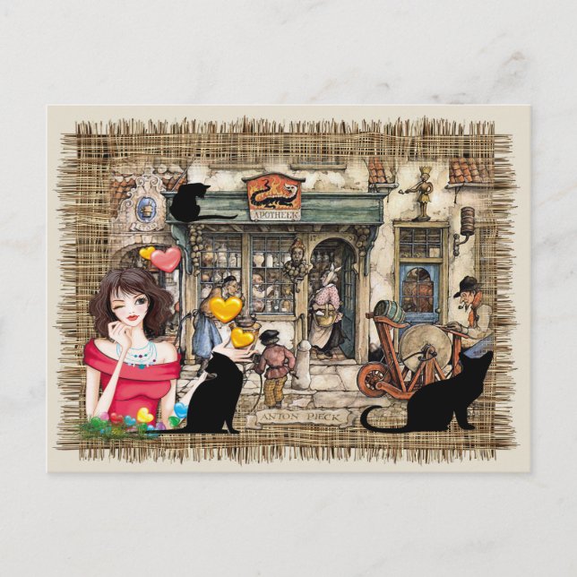 Anton Pieck - CHEMISTISCHES Geschäft Postkarte (Vorderseite)