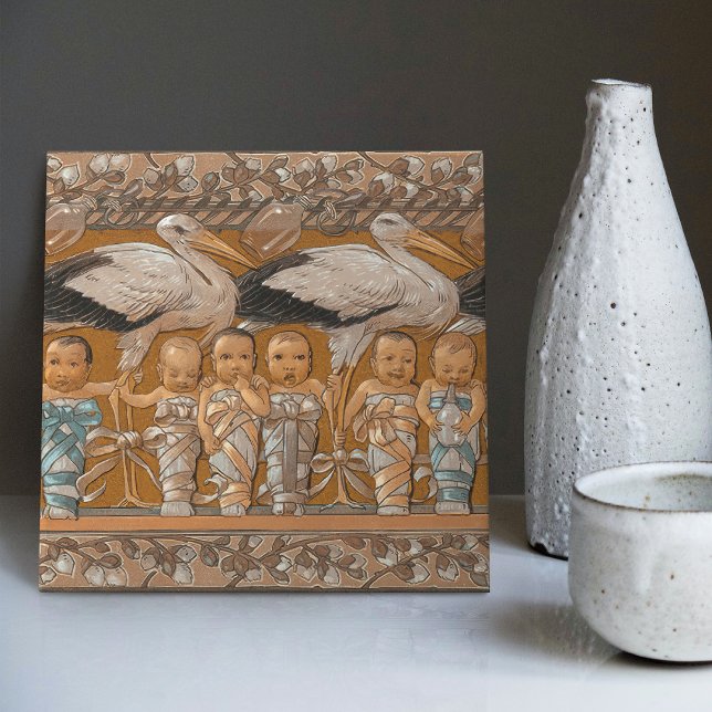 Anton Seders Zender Storks Jugendstilwall Fliese (Von Creator hochgeladen)